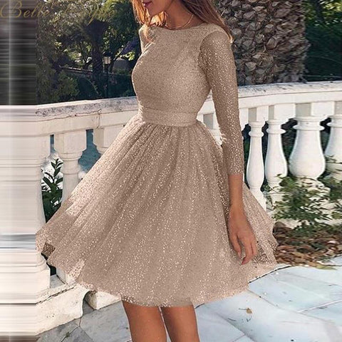 belle poque o neck long sleeve sequined party dresses women Sexy lace streetwear midi dress female 2019 spring dress vestido