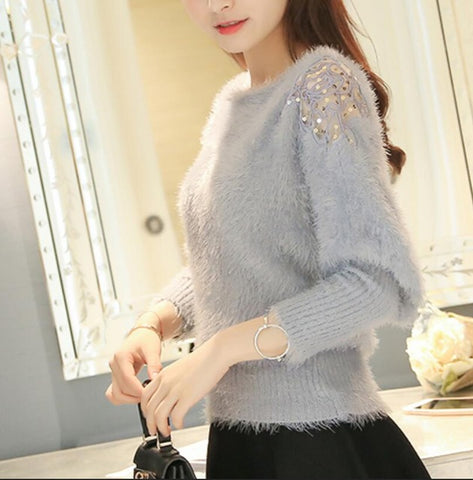 Fashion SWEATER clothes new Korean loose soft bat knitted bottoming shirt mohair pullover women's tide autumn and winter tops