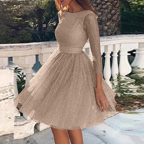 2020 Spring Hollow Out Backless Lace Party Dress Women Summer Sexy O-neck A-Line Princess Dress Casual Long Sleeve Mini Dresses