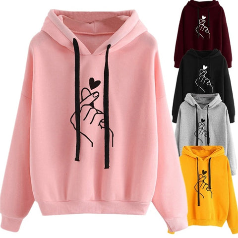 Plus Size Pullovers Girls Long Sleeve Spring Autumn Winter Striped Women Sweatshirt And Hoody Ladies Hooded Love Printed Casual