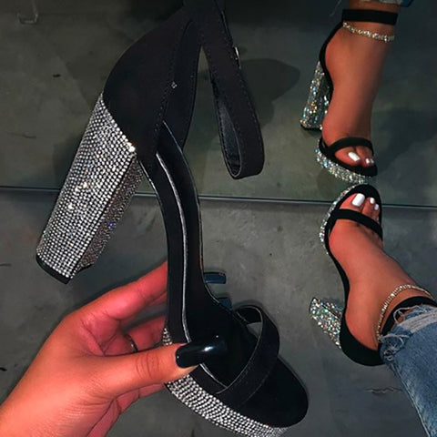 Fashion sexy summer women’s sandals Roman style super high heel Women's sandals with sequins and diamonds on the heel