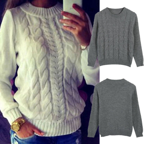 High Quality Fashion Casual Women's Clothing Female Solid Color O-Neck Long Sleeved Knitted Sweater Women Soft Pullovers