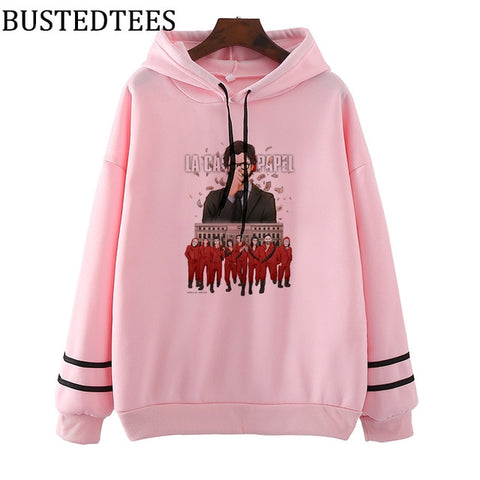 The House of Paper LA CASA DE PAPEL Harajuku Hoodies Women Hooded Sweatshirt Ulzzang Money Heist Fleece Sweatshirts Female Coat