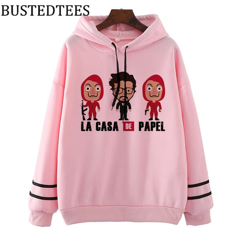 The House of Paper LA CASA DE PAPEL Harajuku Hoodies Women Hooded Sweatshirt Ulzzang Money Heist Fleece Sweatshirts Female Coat