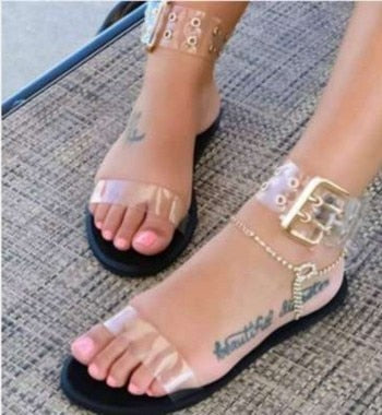 Oeak Sandals Women Sandals Transparent Flats Shoes Large Size Female Clear Jelly Shoes Ladies Roman 2019 Beach Sandalias Mujer