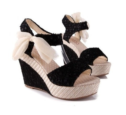 Women Sandals 2016 Summer New Open Toe Fish Head Fashion platform High Heels Wedge Sandals female shoes women shoes Size 35-40