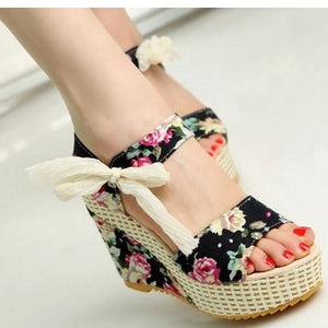 Women Sandals 2016 Summer New Open Toe Fish Head Fashion platform High Heels Wedge Sandals female shoes women shoes Size 35-40
