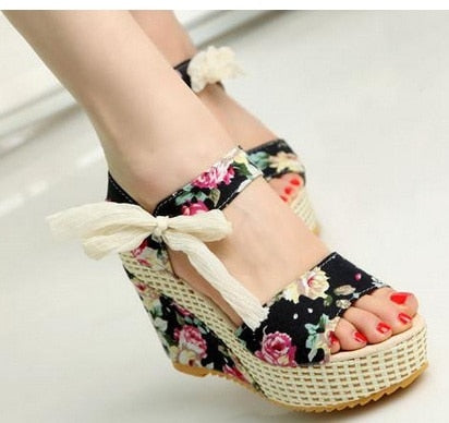 Women Sandals 2016 Summer New Open Toe Fish Head Fashion platform High Heels Wedge Sandals female shoes women shoes Size 35-40