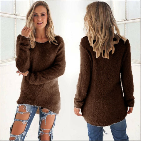 Jocoo Jolee Women Long Sweater Female Autumn Winter Long Sleeve Soft Mohair Knitted Sweater Casual Pullover Loose Tops Plus Size