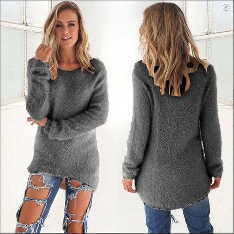 Jocoo Jolee Women Long Sweater Female Autumn Winter Long Sleeve Soft Mohair Knitted Sweater Casual Pullover Loose Tops Plus Size