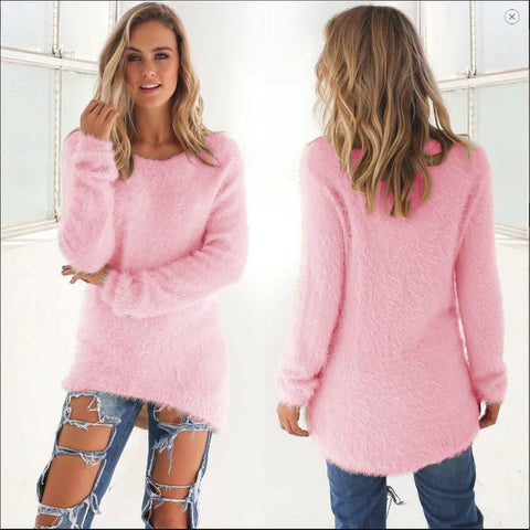 Jocoo Jolee Women Long Sweater Female Autumn Winter Long Sleeve Soft Mohair Knitted Sweater Casual Pullover Loose Tops Plus Size