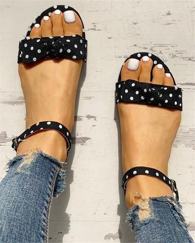 leisure Plus large Big sizes 44 flip flop comfortable flat INS sweet polka dot Summer women Shoes Sandals woman shoes woman 2019